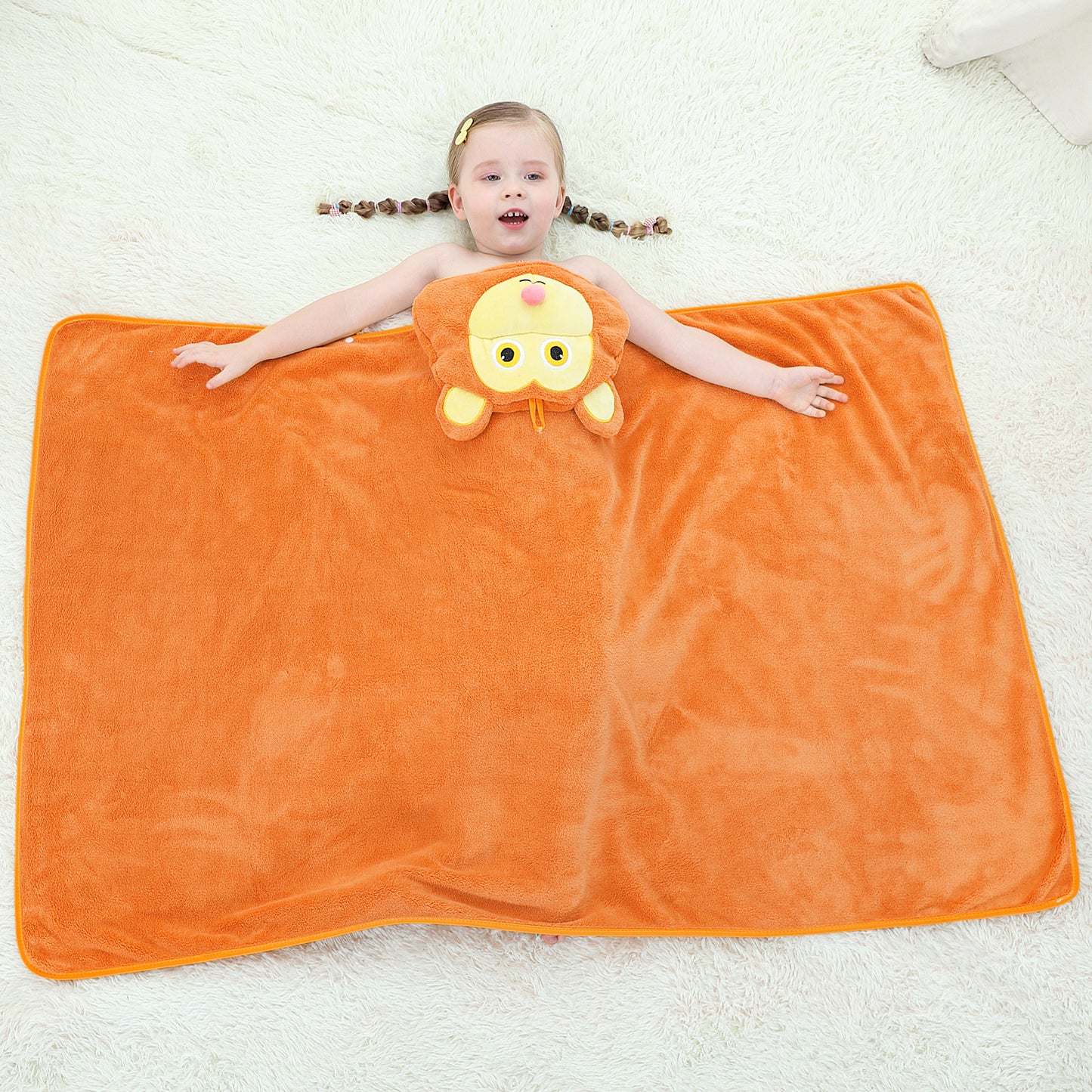 MICHLEY Monkey Hooded Baby Towel Soft Cotton Kids Swim Robe 27.5"x47"