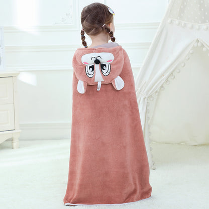 MICHLEY Brown Squirrel Hooded Baby Towel Soft Cotton Kids Swim Robe 27.5"x47"