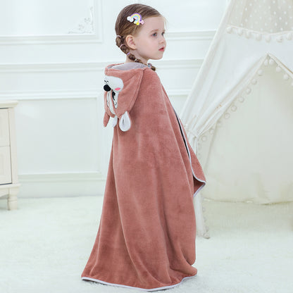 MICHLEY Brown Squirrel Hooded Baby Towel Soft Cotton Kids Swim Robe 27.5"x47"