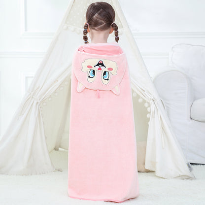 MICHLEY Pink Fox Hooded Baby Towel Soft Cotton Kids Swim Robe 27.5"x47"