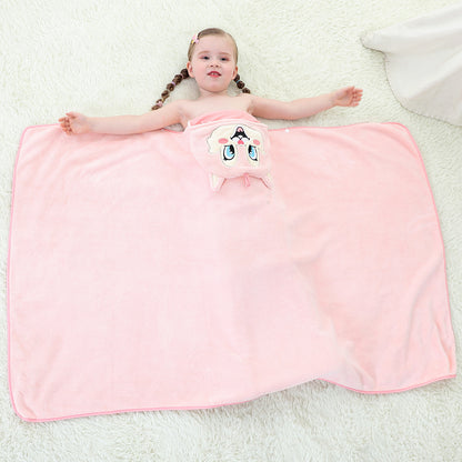 MICHLEY Pink Fox Hooded Baby Towel Soft Cotton Kids Swim Robe 27.5"x47"
