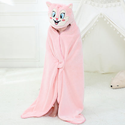 MICHLEY Pink Fox Hooded Baby Towel Soft Cotton Kids Swim Robe 27.5"x47"