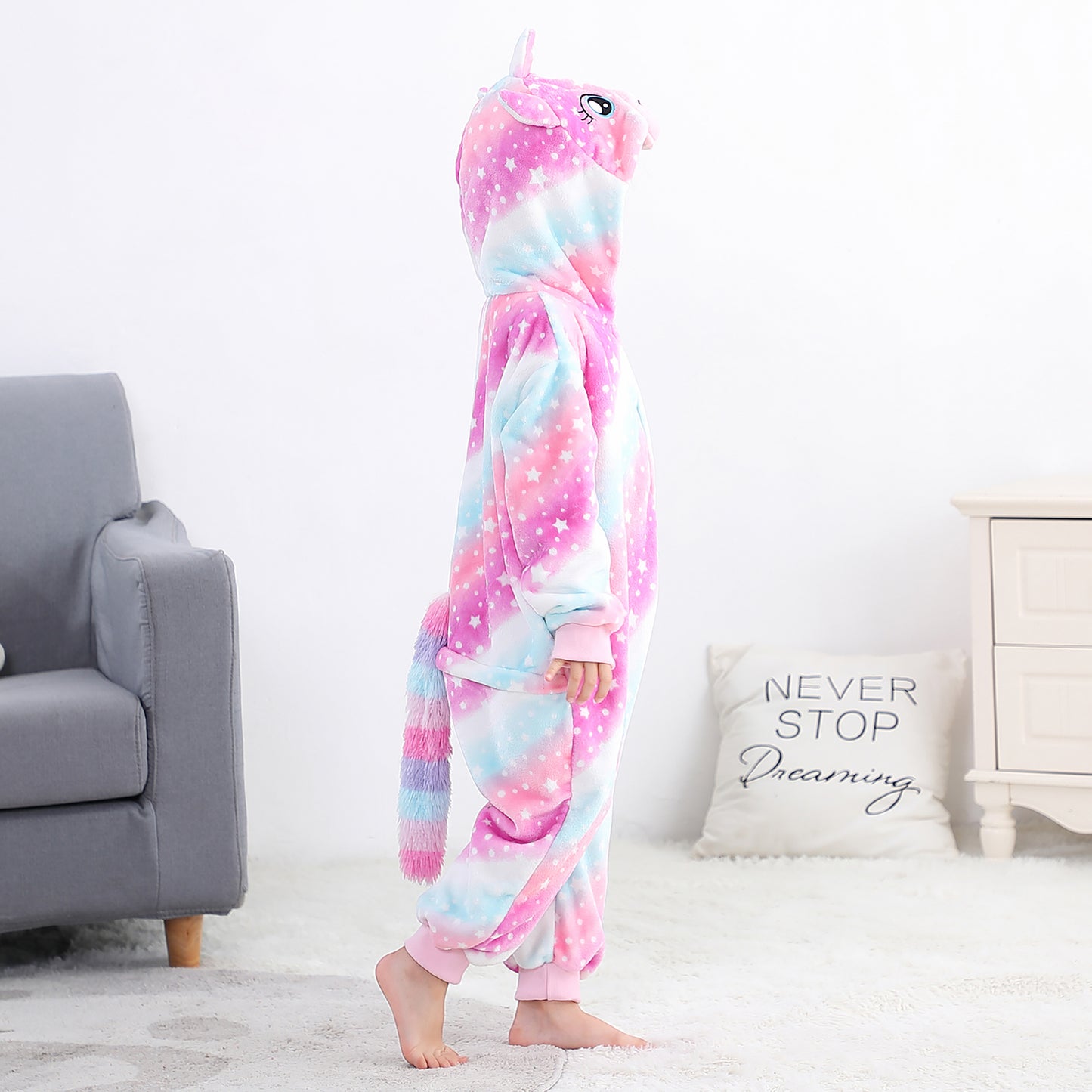 MICHLEY Kids Starry Night Unicorn Flannel Halloween Cosplay Pajamas