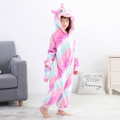 MICHLEY Kids Starry Night Unicorn Flannel Halloween Cosplay Pajamas