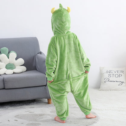 MICHLEY Kids Dinosaur Hooded Romper Flannel Halloween Cosplay Pajamas Costume