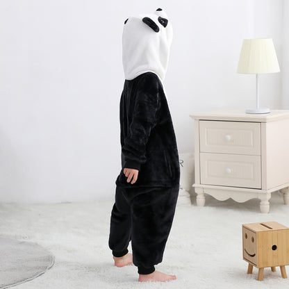 MICHLEY Kids Panda Hooded Romper Flannel Halloween Cosplay Pajamas Costume