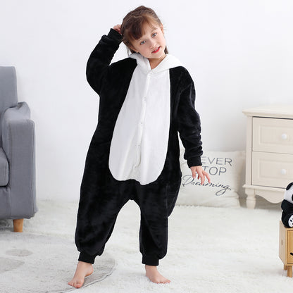 MICHLEY Kids Panda Hooded Romper Flannel Halloween Cosplay Pajamas Costume