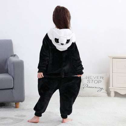 MICHLEY Kids Panda Hooded Romper Flannel Halloween Cosplay Pajamas Costume
