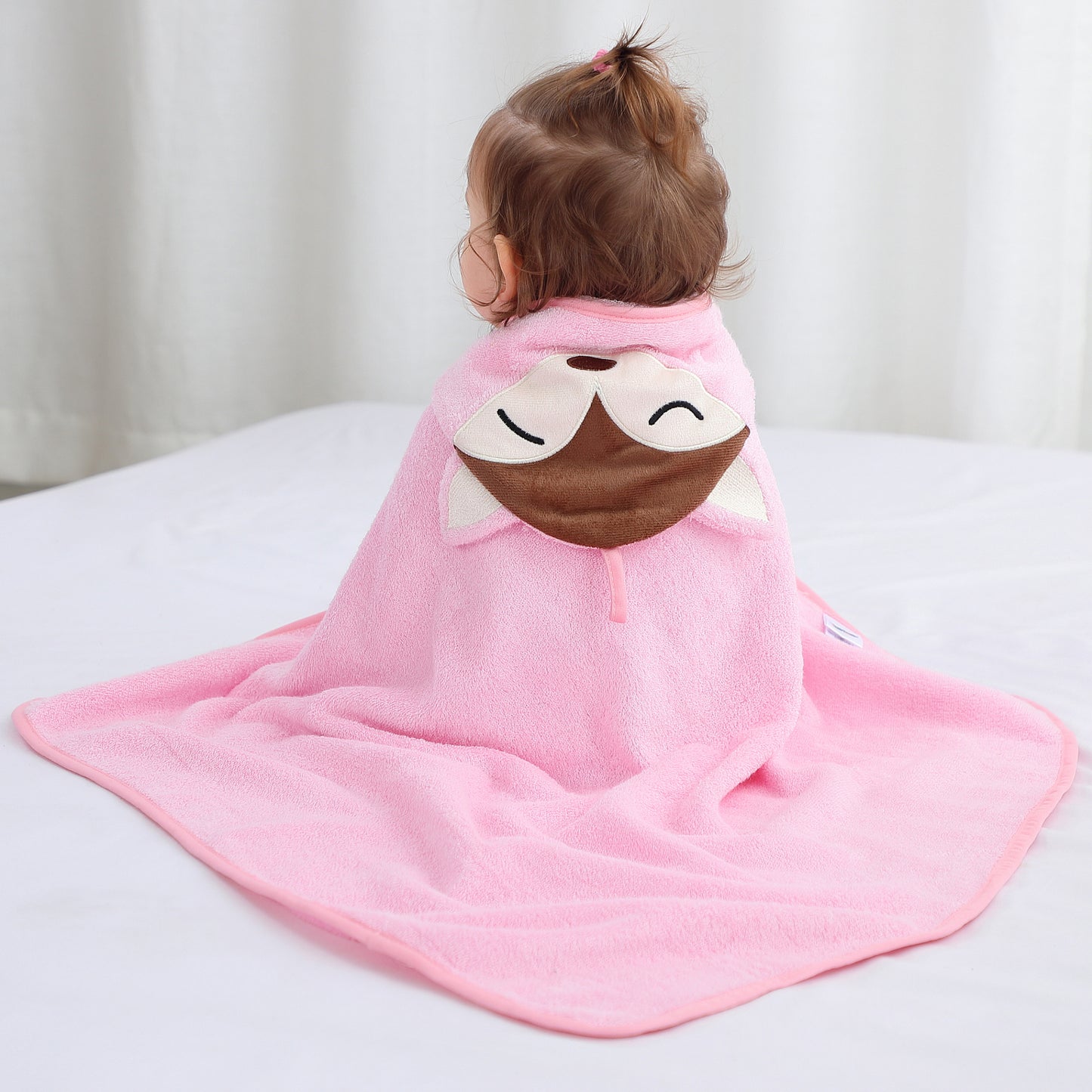 MICHLEY Pink Fox Bamboo Viscose Baby Hooded Towel Ultra-Soft