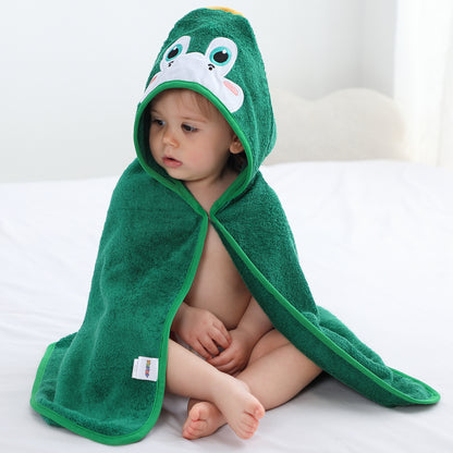 MICHLEY Green Dinosaur Bamboo Viscose Baby Hooded Towel Ultra-Soft 29.5"x29.5"