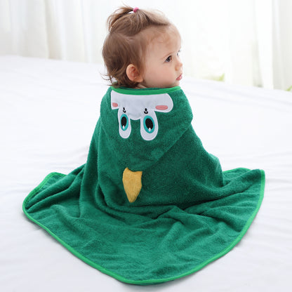 MICHLEY Green Dinosaur Bamboo Viscose Baby Hooded Towel Ultra-Soft 29.5"x29.5"
