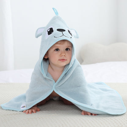 MICHLEY Blue Bear Bamboo Viscose Baby Hooded Towel Ultra-Soft
