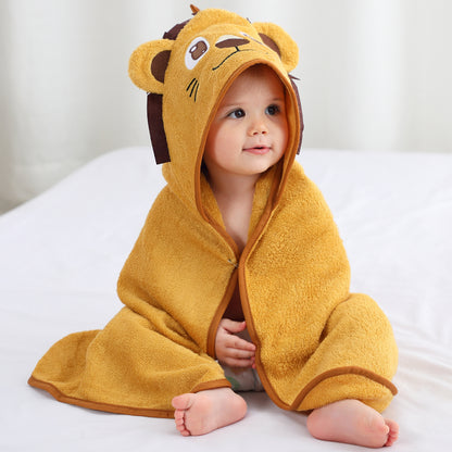MICHLEY Lion Bamboo Viscose Baby Hooded Towel Ultra-Soft