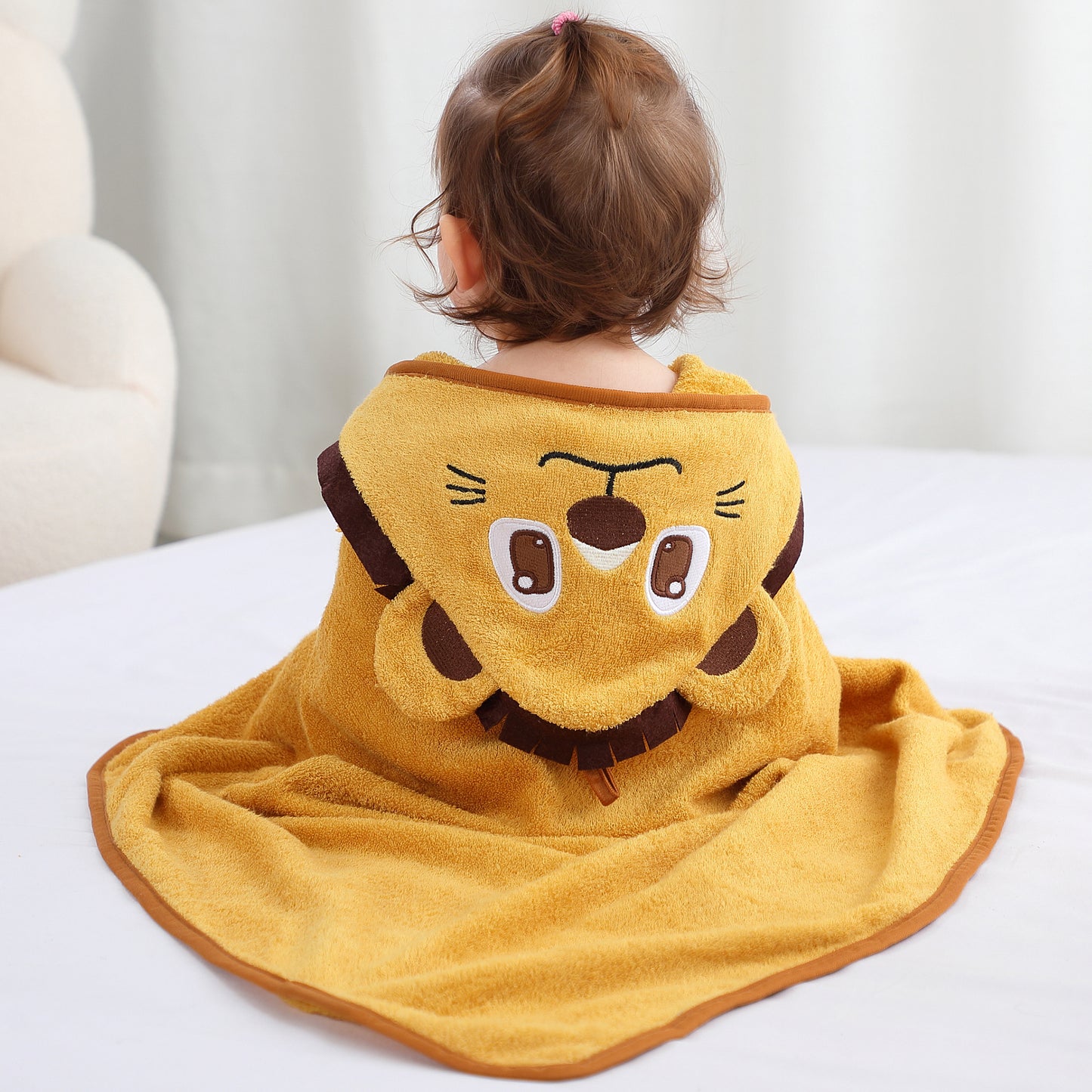 MICHLEY Lion Bamboo Viscose Baby Hooded Towel Ultra-Soft