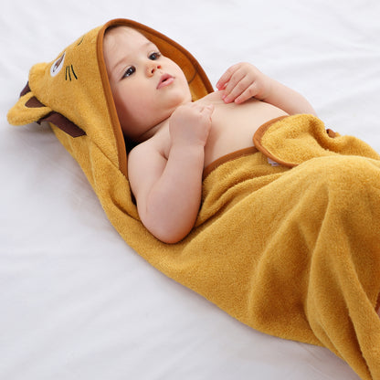 MICHLEY Lion Bamboo Viscose Baby Hooded Towel Ultra-Soft