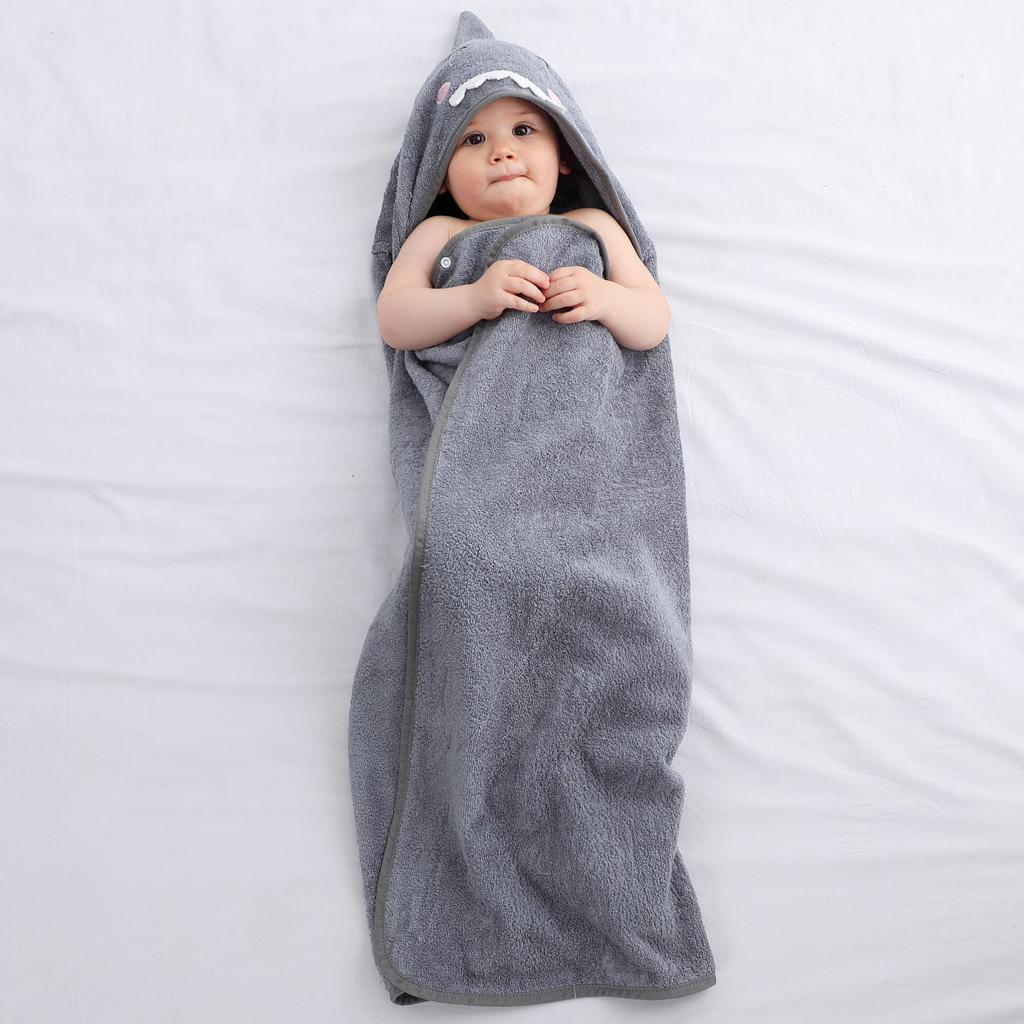 MICHLEY Shark Bamboo Viscose Baby Hooded Towel Ultra-Soft 29.5"x39.5"