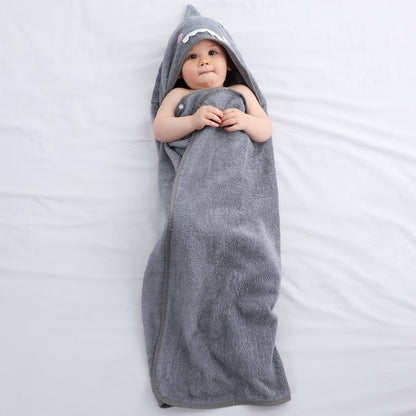 MICHLEY Shark Bamboo Viscose Baby Hooded Towel Ultra-Soft 29.5"x39.5"