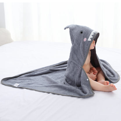MICHLEY Shark Bamboo Viscose Baby Hooded Towel Ultra-Soft 29.5"x39.5"