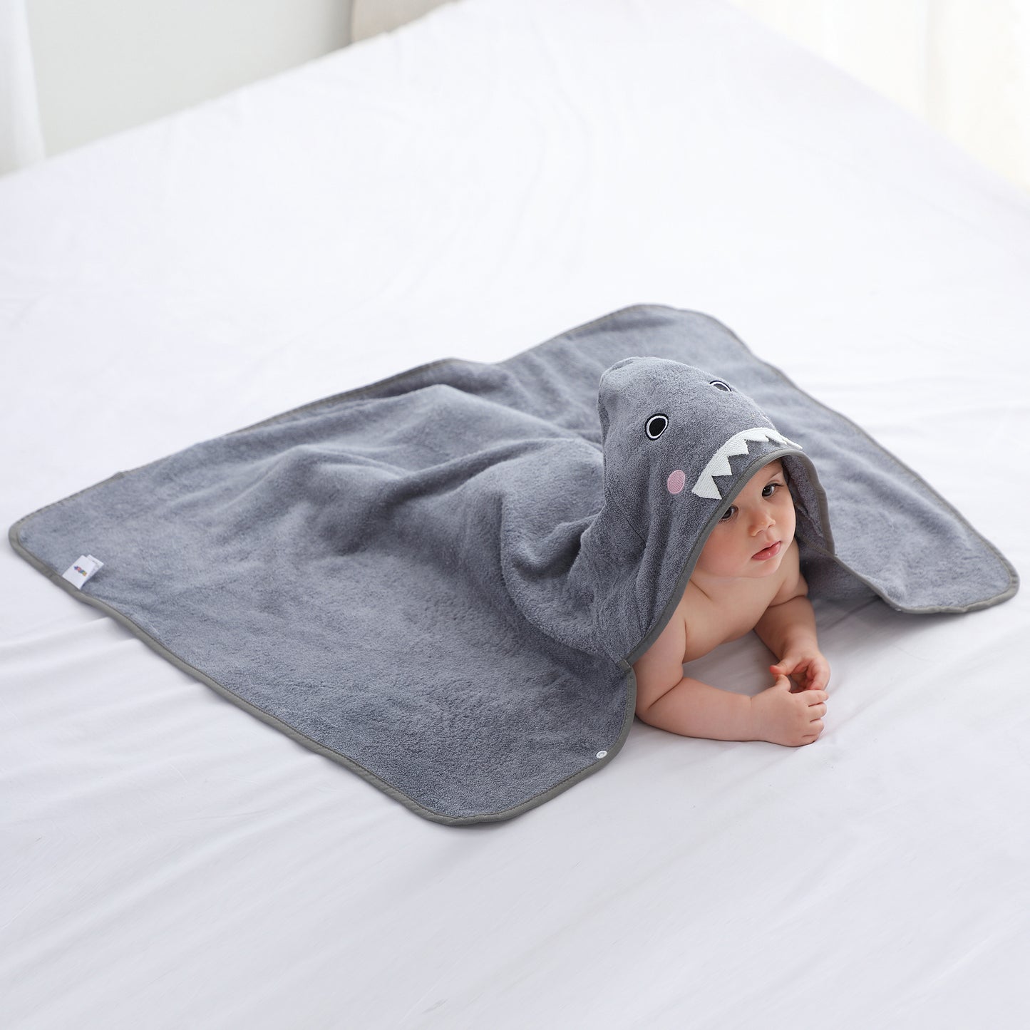 MICHLEY Shark Bamboo Viscose Baby Hooded Towel Ultra-Soft 29.5"x39.5"