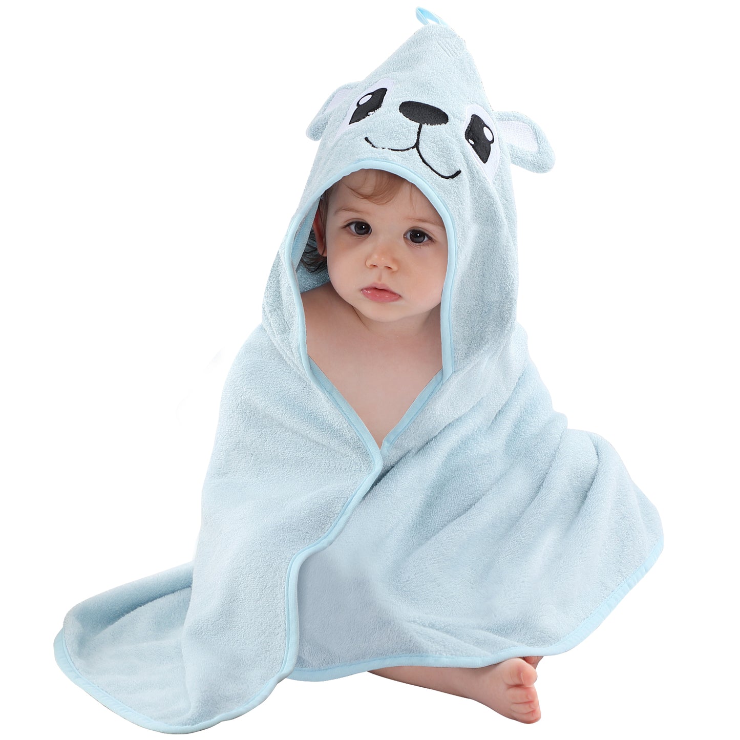 MICHLEY Blue Bear Bamboo Viscose Baby Hooded Towel Ultra-Soft
