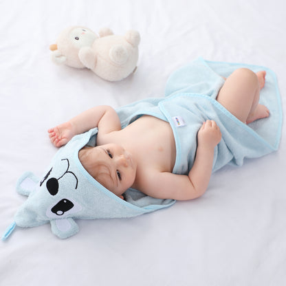 MICHLEY Blue Bear Bamboo Viscose Baby Hooded Towel Ultra-Soft