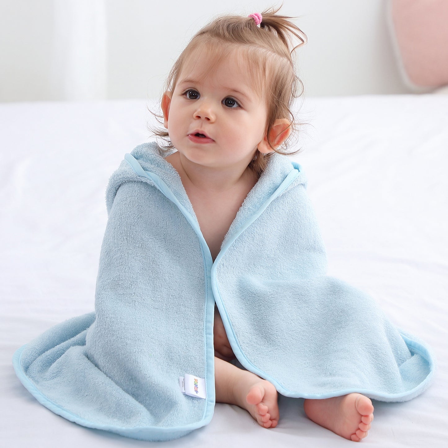MICHLEY Blue Bear Bamboo Viscose Baby Hooded Towel Ultra-Soft