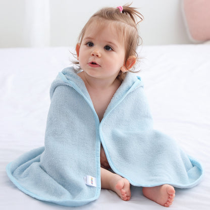 MICHLEY Blue Bear Bamboo Viscose Baby Hooded Towel Ultra-Soft