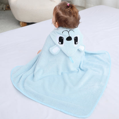 MICHLEY Blue Bear Bamboo Viscose Baby Hooded Towel Ultra-Soft