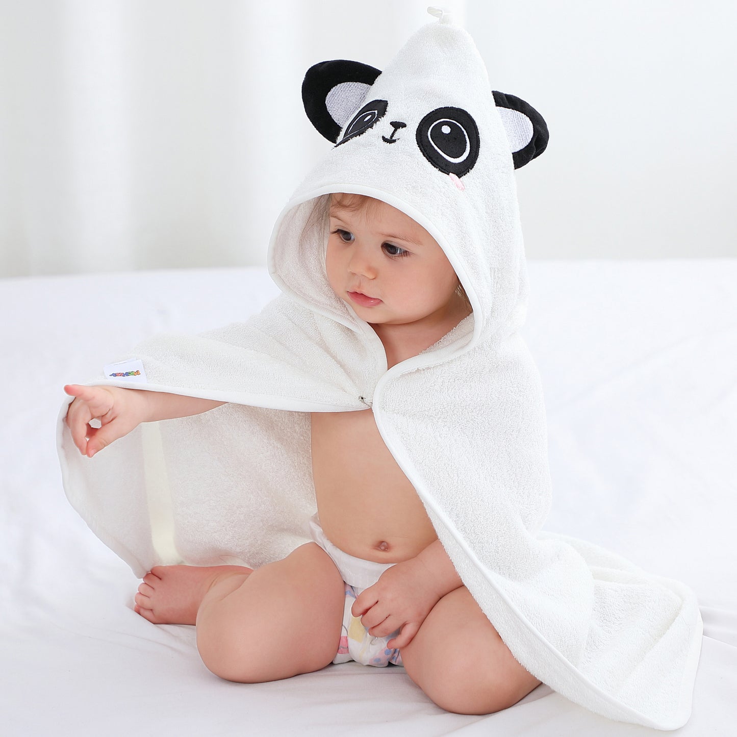 MICHLEY Panda Bamboo Viscose Baby Hooded Towel Ultra-Soft