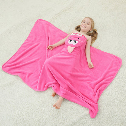 MICHLEY Pink Dinosaur Hooded Baby Towel Kids Swim Robe 31.5"x53"