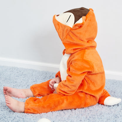MICHLEY Baby Fox Costume Romper Soft Flannel Hooded Animal Jumpsuit