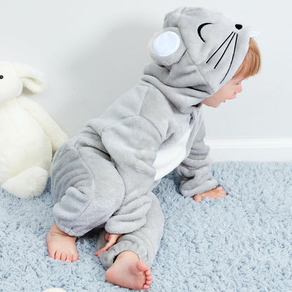 MICHLEY Baby Mouse Costume | Classic Flannel Animal Romper & Onesie