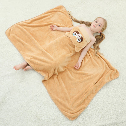 MICHLEY Large Raccoon Hooded Baby Towel Kids Swim Robe 31.5"x53"
