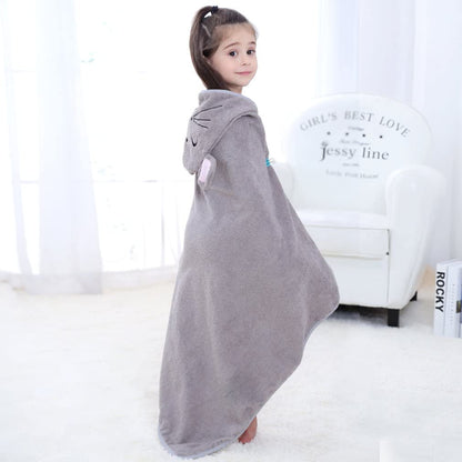 MICHLEY Baby Grey Mouse Hooded Bathrobe Soft Cotton Towel Robe