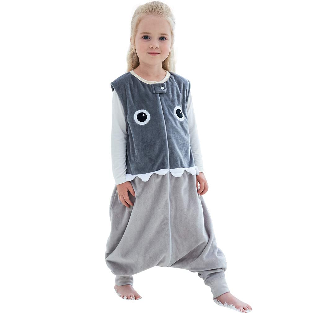 MICHLEY Baby Grey Cartoon Eyes Sleeping Sack with Feet Wearable Blanket