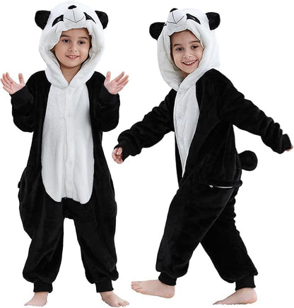 MICHLEY Kids Panda Hooded Romper Flannel Halloween Cosplay Pajamas Costume
