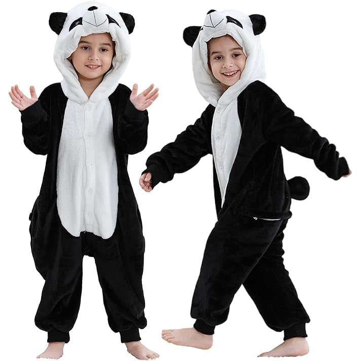 MICHLEY black and white panda hooded romper costume for kids
