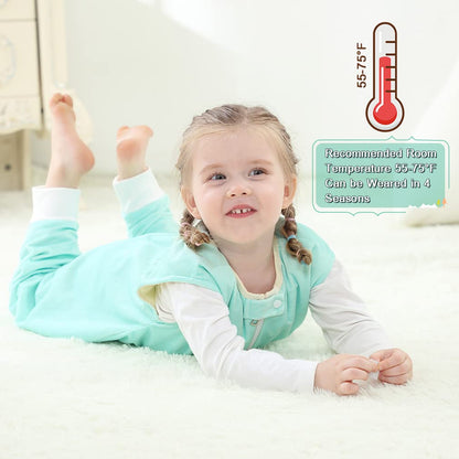 MICHLEY Cyan Crocodile Toddler Wearable Blanket with Feet Winter Sleeveless Sleep Sack