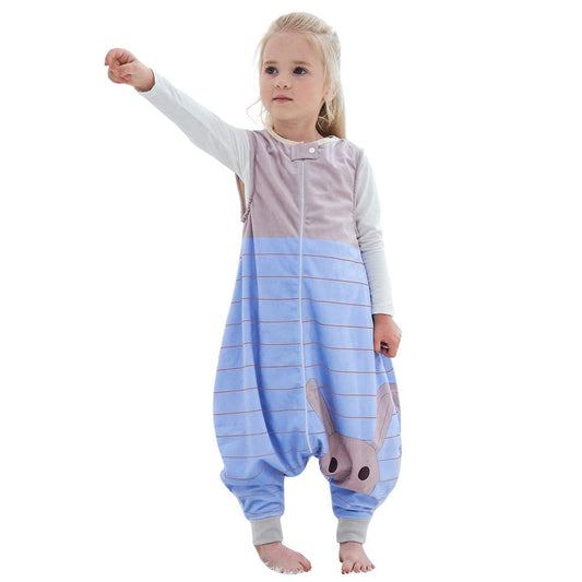MICHLEY Baby Blue Striped Rabbit Sleeping Sack with Feet Sleeveless Wearable Blanket