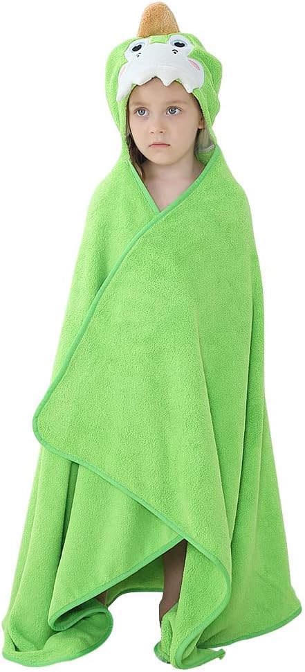 MICHLEY Dinosaur Hooded Baby Towel Soft Cotton Kids Swim Robe 31.5"x53"