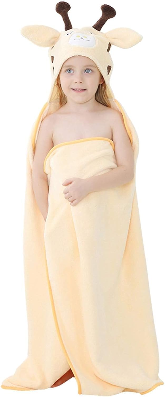 MICHLEY Giraffe Hooded Baby Towel Soft Cotton Kids Swim Robe 31.5"x53"