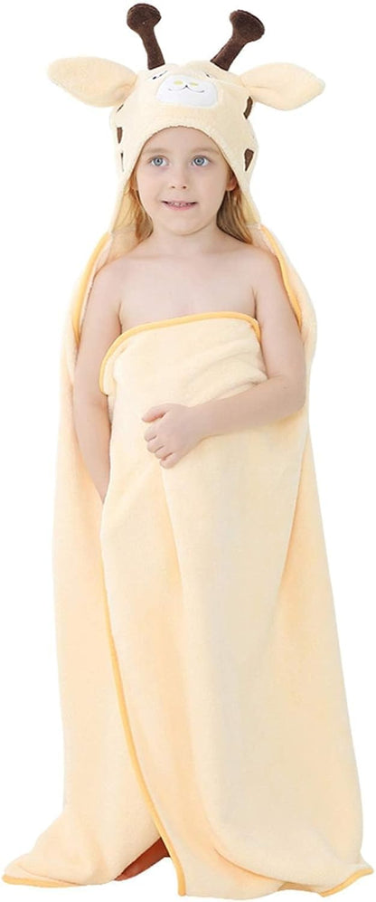 MICHLEY Giraffe Hooded Baby Towel Soft Cotton Kids Swim Robe 31.5"x53"