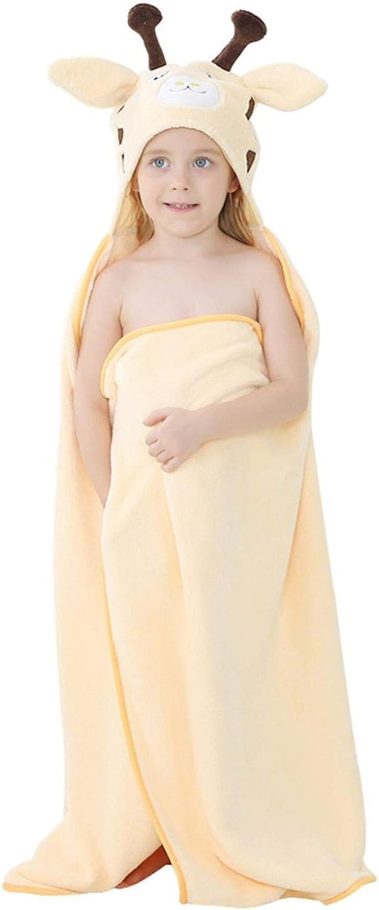 MICHLEY Giraffe Hooded Baby Towel Soft Cotton Kids Swim Robe 31.5"x53"