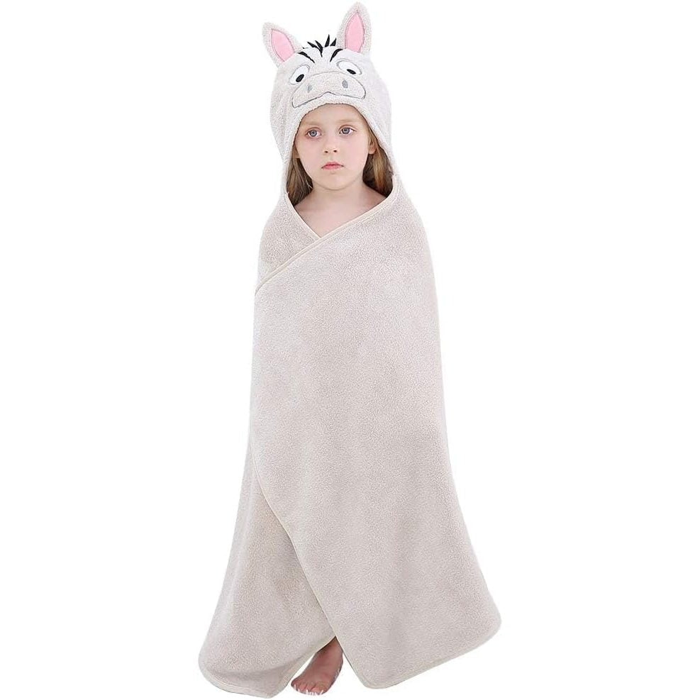 MICHLEY Zebra Hooded Baby Towel Soft Cotton Kids Swim Robe 27.5"x47"