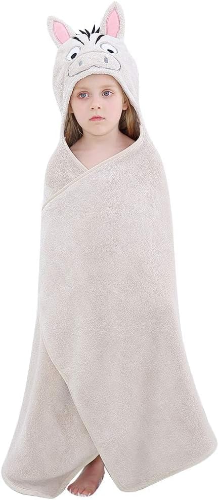 MICHLEY Zebra Hooded Baby Towel Soft Cotton Kids Swim Robe 27.5"x47"