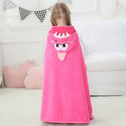 MICHLEY Pink Dinosaur Hooded Baby Towel Kids Swim Robe 31.5"x53"