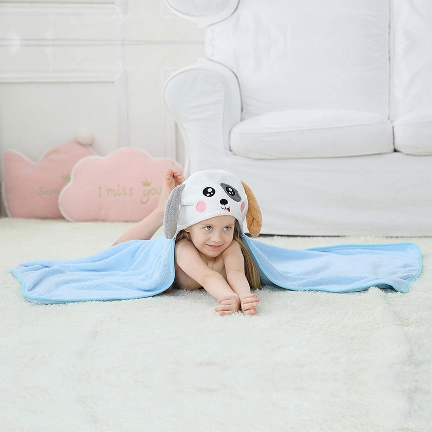 MICHLEY Dog Hooded Baby Towel Soft Cotton Swim Bathrobe 31.5"x53"