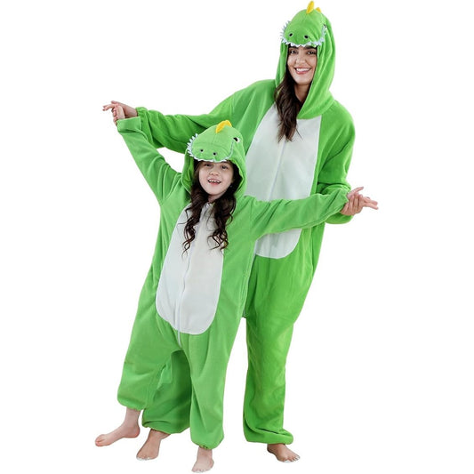 MICHLEY Green T-Rex One-Piece Pajamas Soft Polar Fleece Cosplay Costume