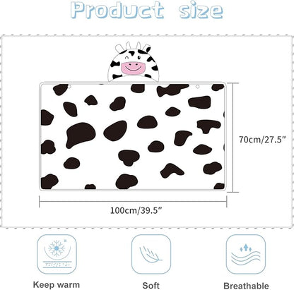 MICHLEY Baby Cow Hooded Swaddling Blanket Soft Winter Warm Throw