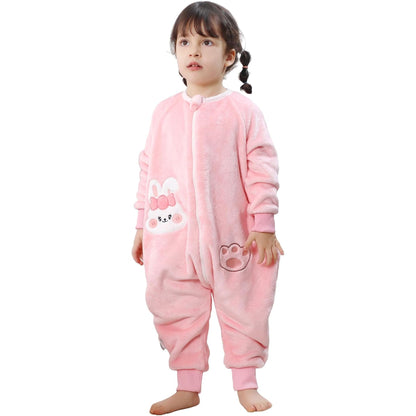 MICHLEY Kids Pink Bunny Wearable Sleeping Sack – Flannel Cozy Pajamas for Toddlers